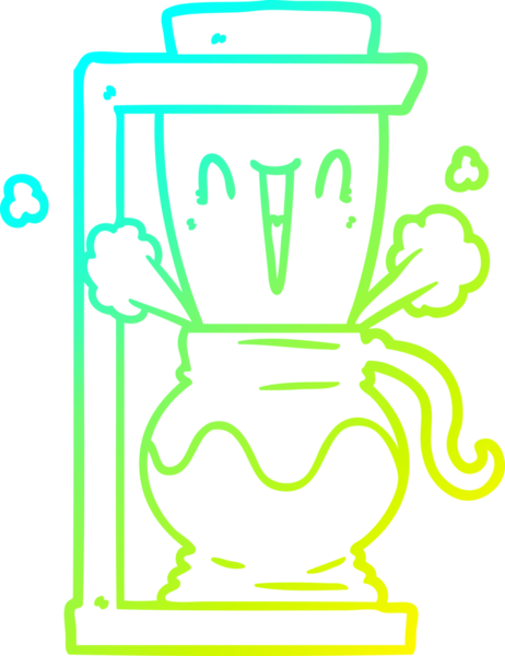 Bir insan tarafından çizilmiş bir çizgi film filtresi kahve makinesinin soğuk gradyan çizimi