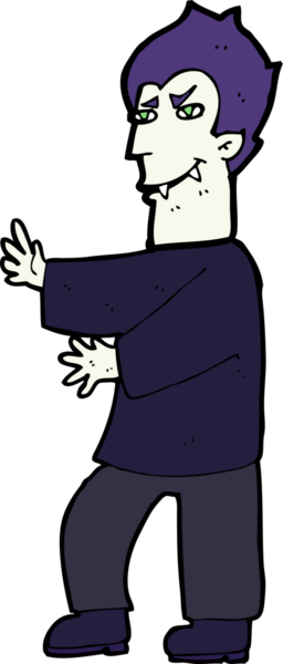 Bir insan tarafından çizilmiş bir vampir çizgi filmi.