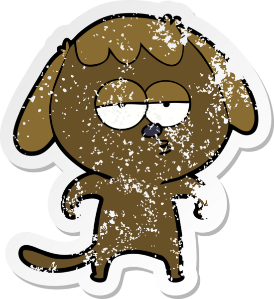 Bir insan tarafından çizilmiş sıkıntılı bir çizgi film çıkartması.