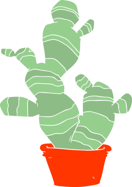 Bir insan tarafından çizilmiş düz renk çizgi film kaktüsü.