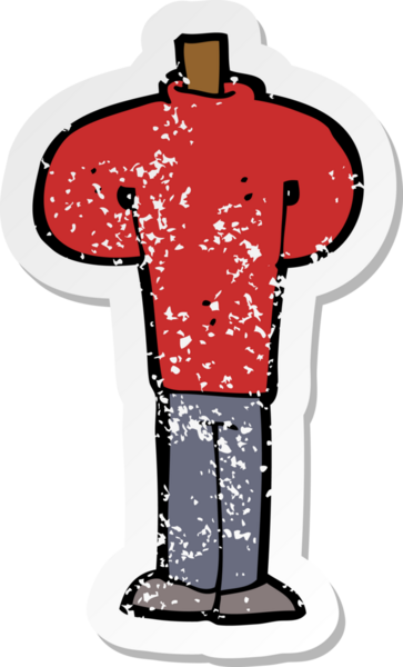 Bir insan tarafından çizilmiş eski bir karikatür çıkartması.