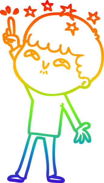 gökkuşağının gradyan çizimi bir çizgi film karakteri tarafından çizilmiş.