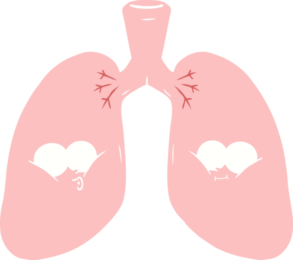 Bir insan tarafından çizilmiş düz renkli çizgi film akciğerleri