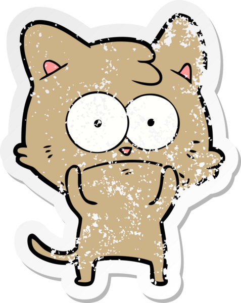 Bir insan tarafından çizilmiş gergin bir kedinin sıkıntılı çıkartması.