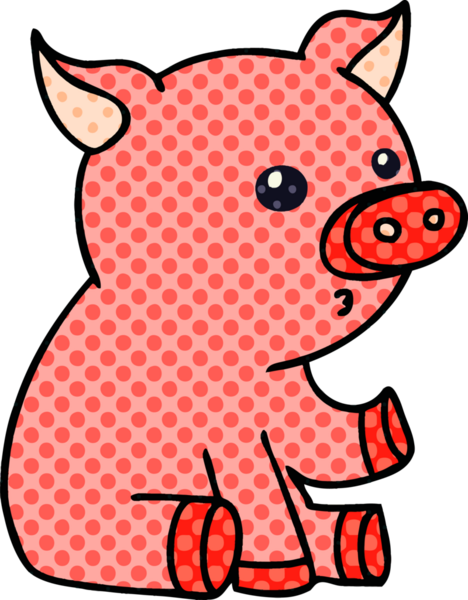 Bir insan tarafından çizilmiş çizgi roman tarzı tuhaf bir domuz.