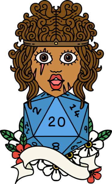 Retro Dövme Tarzı İnsan Barbarlığı Bir insan tarafından çizilmiş doğal 20 zar ile