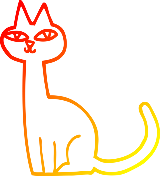 Bir insan tarafından çizilmiş çizgi film kedisinin sıcak çizgi çizimi
