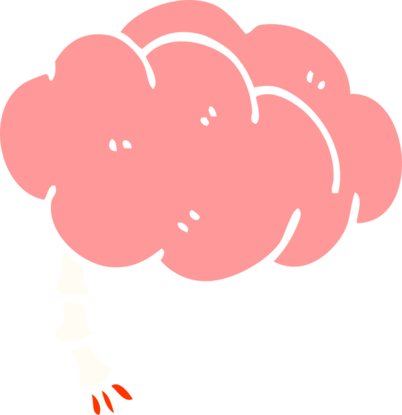 Bir insan tarafından çizilmiş düz renk çizim çizgi film beyni