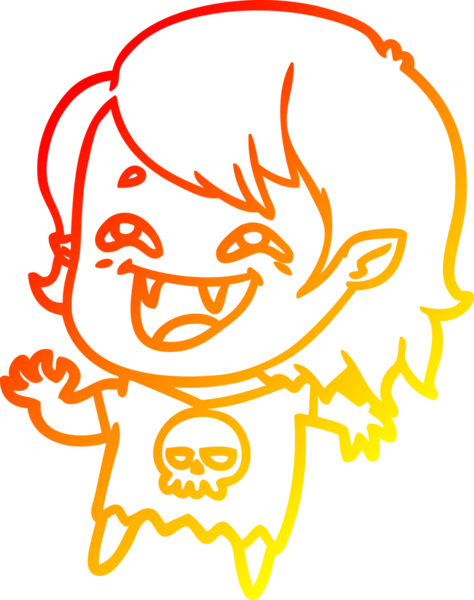 Bir insan tarafından çizilmiş gülen vampir kız çizgi filmi.