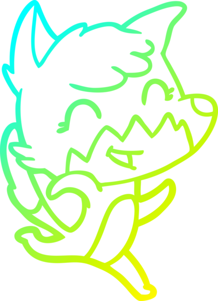 Bir insan tarafından çizilmiş mutlu bir tilkinin soğuk çizgi çizimi.