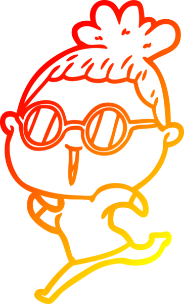 Bir insan tarafından çizilmiş gözlüklü bir karikatür kadın çizimi.