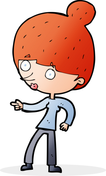 Bir insan tarafından çizilmiş çizgi film kadını.