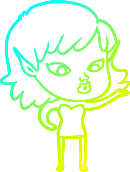 Bir insan tarafından çizilmiş güzel bir elf kızı çizimi.