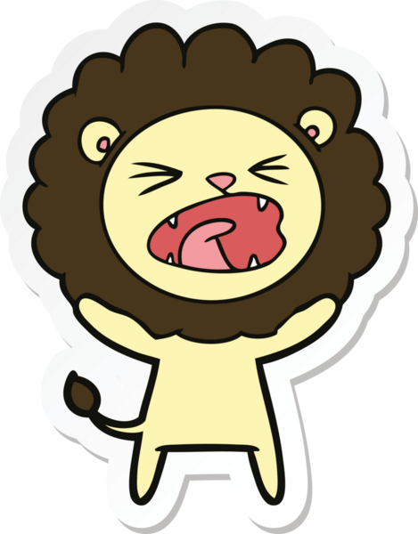 Bir insan tarafından çizilmiş karikatür aslanının çıkartması.