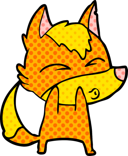 Bir insan tarafından çizilmiş tilki çizgi film karakteri