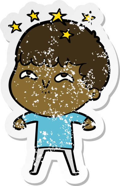 Bir çizgi filmin sıkıntılı çıkartması Bir insan tarafından çizilmiş hayret verici bir çocuk