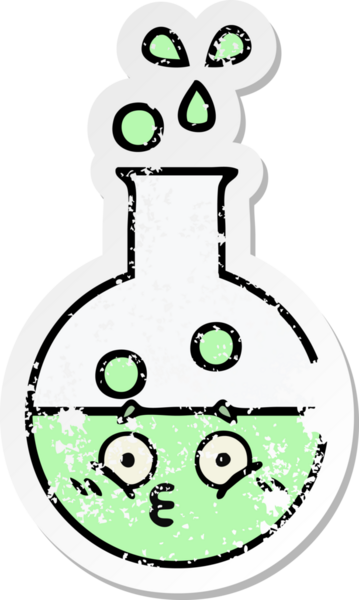 Bir insan tarafından çizilmiş şirin bir çizgi film test tüpünün sıkıntılı çıkartması.