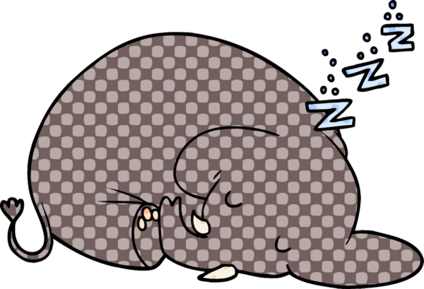 Bir insan tarafından çizilmiş uyuyan fil çizgi filmi.