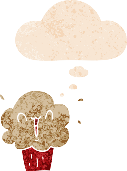 Düşünce baloncuklu çizgi film keki grunge sıkıntılı retro desenli bir insan tarafından çizilmiş