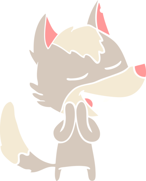 Bir insan tarafından çizilmiş düz renkli çizgi film kurt gülüşü