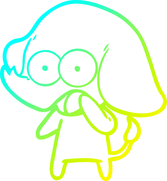 Bir insan tarafından çizilmiş şirin bir filin soğuk gradyan çizgisi