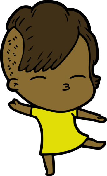 Bir insan tarafından çizilmiş şaşı çizgi film kızı.