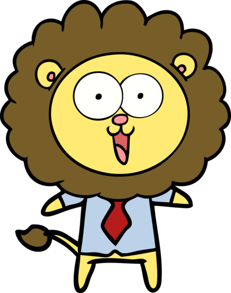 Bir insan tarafından çizilmiş mutlu çizgi film aslanı.