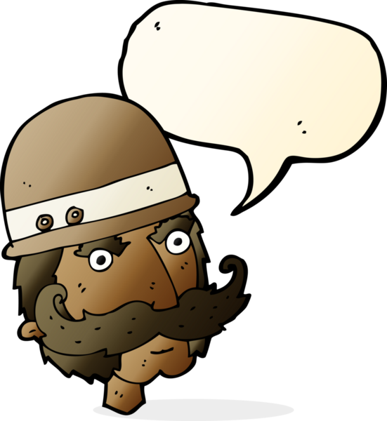 bir insan tarafından çizilmiş konuşma baloncuğu ile Victoria tarzı büyük oyun avcısı.