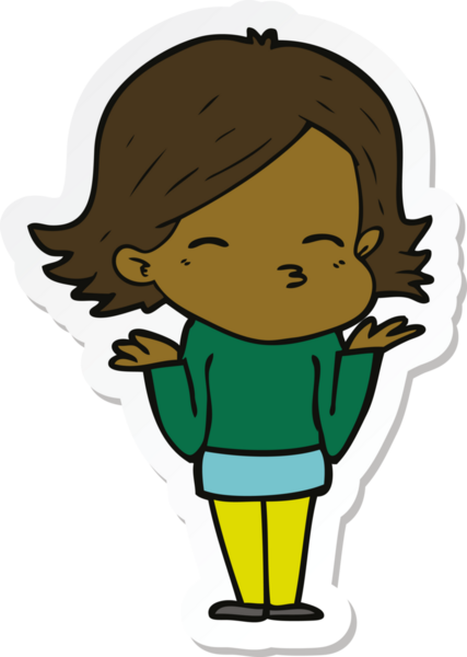 Bir insan tarafından çizilmiş, kafası karışmış bir kadının çıkartması.