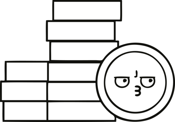 Bir insan tarafından çizilmiş bozuk paraların çizgi çizimi