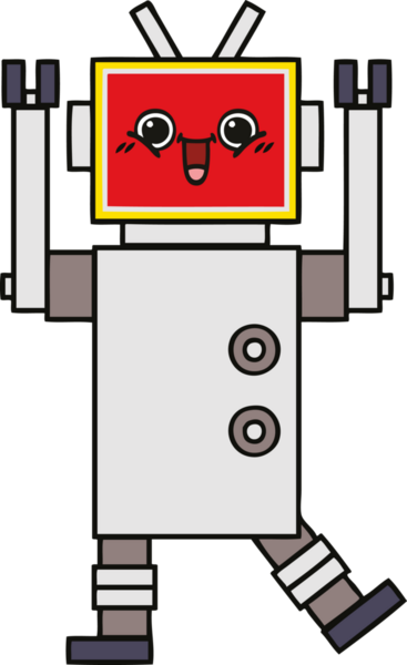 Bir insan tarafından çizilmiş mutlu bir robot çizimi.