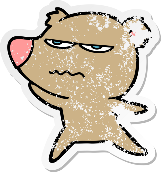 Bir insan tarafından çizilmiş kızgın bir ayı çizgi filminin sıkıntılı çıkartması.