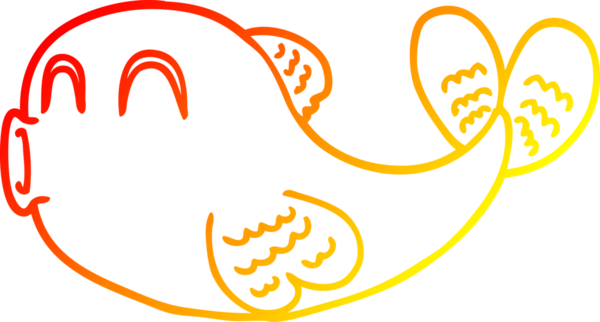 Bir insan tarafından çizilmiş karikatür balığının sıcak çizgi çizimi