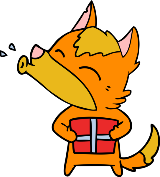 Bir insan tarafından çizilmiş tilki çizgi film karakteri.