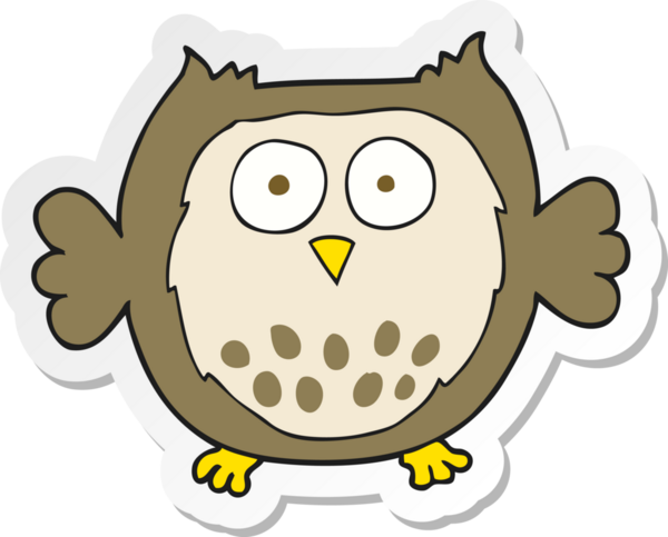 Bir insan tarafından çizilmiş bir baykuşun çıkartması.