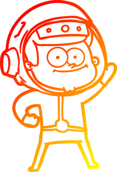 Bir insan tarafından çizilmiş mutlu bir astronot çizgi filminin sıcak gradyan çizimi