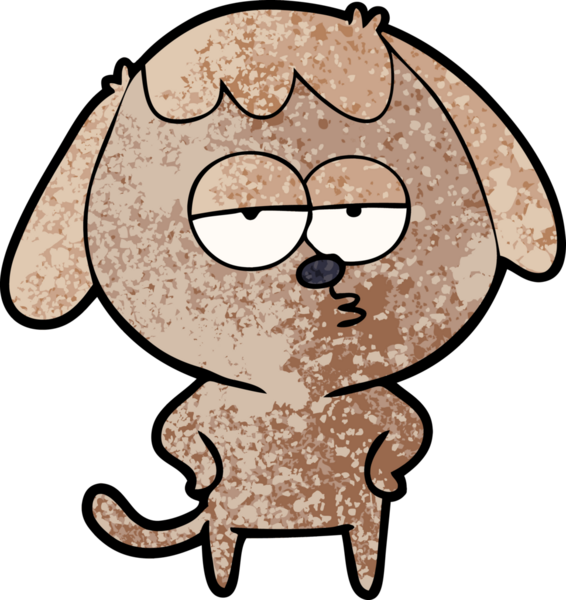 Bir insan tarafından çizilmiş, sıkılmış bir köpek.