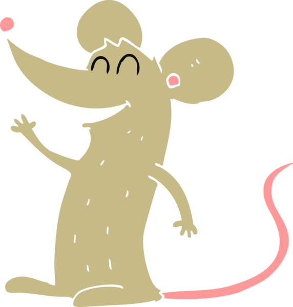 Bir insan tarafından çizilmiş bir farenin düz renk çizimi