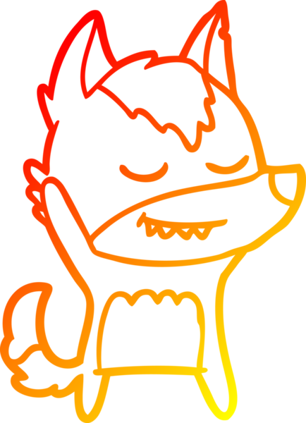 Bir insan tarafından çizilmiş dost canlısı bir kurt çizgi çizimi.