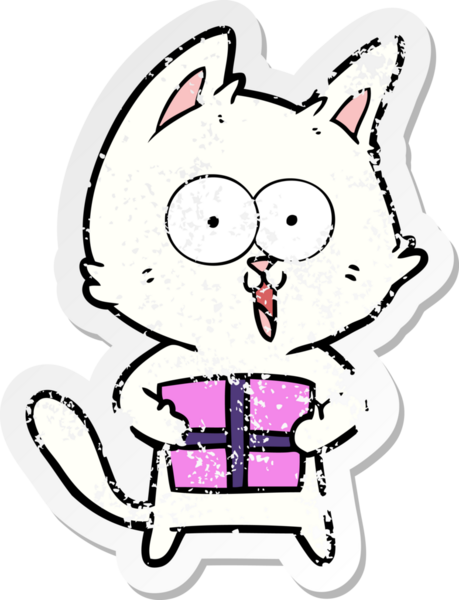 Bir insan tarafından çizilmiş komik bir çizgi film kedisinin sıkıntılı çıkartması.