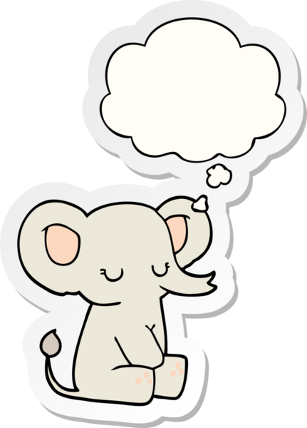 Düşünce baloncuğu insan tarafından çizilmiş bir çıkartma olan çizgi film fili.