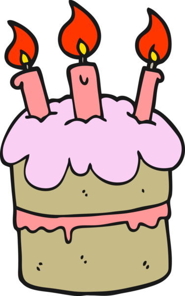 Bir insan tarafından çizilmiş doğum günü pastası.