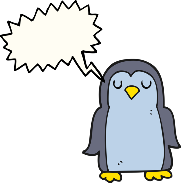Bir insan tarafından çizilmiş serbest konuşma balonu karikatürü pengueni