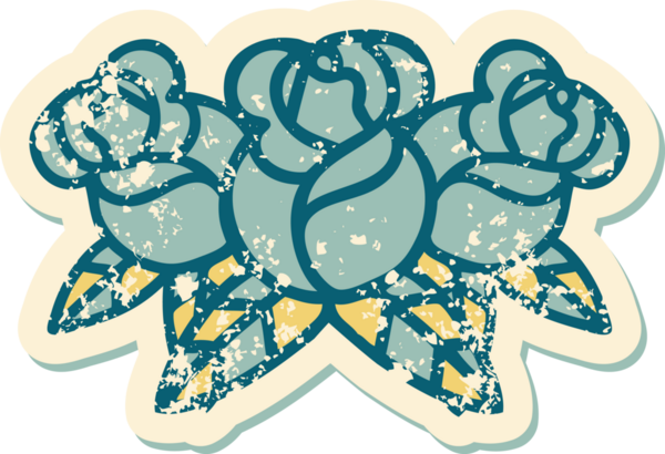 Bir insan tarafından çizilmiş bir buket çiçeğin sembolik dövmesi.