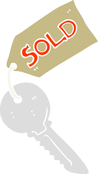 Bir insan tarafından çizilen yeni ev anahtarının düz renk çizimi