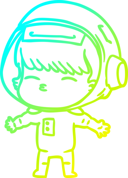 Bir insan tarafından çizilmiş soğuk gradyan çizgi çizimi meraklı bir astronot.