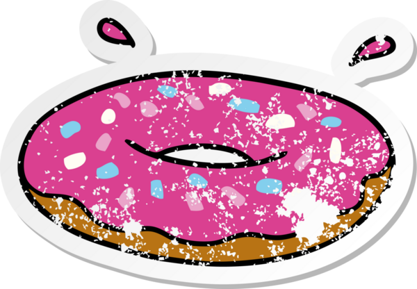 İnsan eliyle çizilmiş buzlu halka şeklinde bir çöreğin çizilmiş karikatürü.