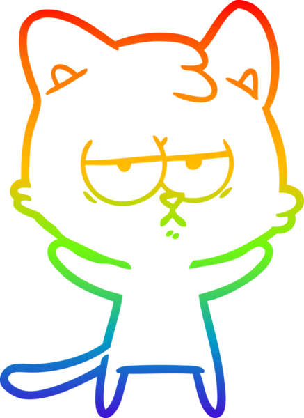 gökkuşağı gradyan çizimi bir insan tarafından çizilmiş sıkılmış çizgi film kedisi