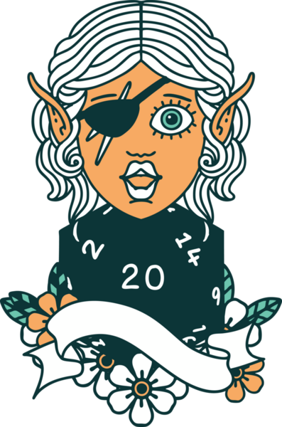 Retro Dövme Tarzı Bir insan tarafından çizilmiş doğal yirmilik zarlı düzenbaz karakter