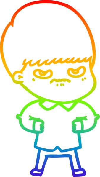 Gökkuşağı gradyan çizgi çizimi Bir insan tarafından çizilmiş bir çizgi film çocuğu